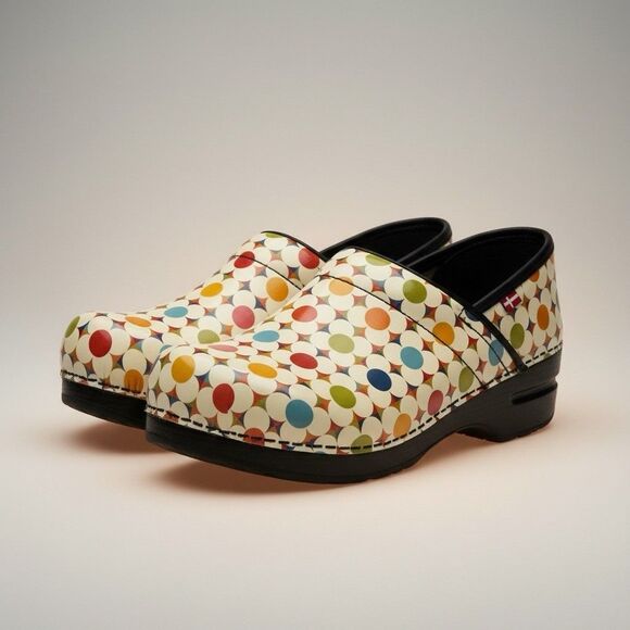 Sanita Shoes - Sanita Womens Clogs Size 38 Shoes Multicolor Nurses Professional Flowers Design
